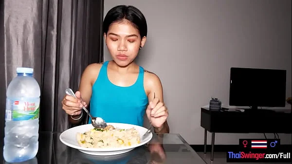 Tiny Thai amateur teen girlfriend Namtam homemade dinner and fucked