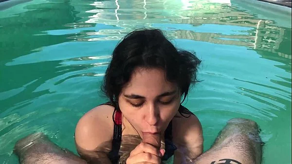 Horny girl begs for dick in the pool