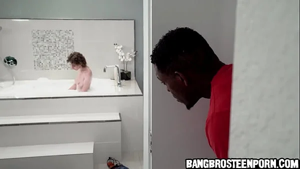 Black stepdad gets into bath with his gf's girl