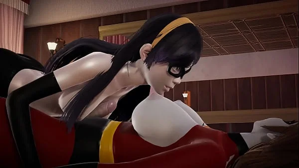 Incredibles - Double Futa - Violet Parr gets creampied by Helen - 3D Porn