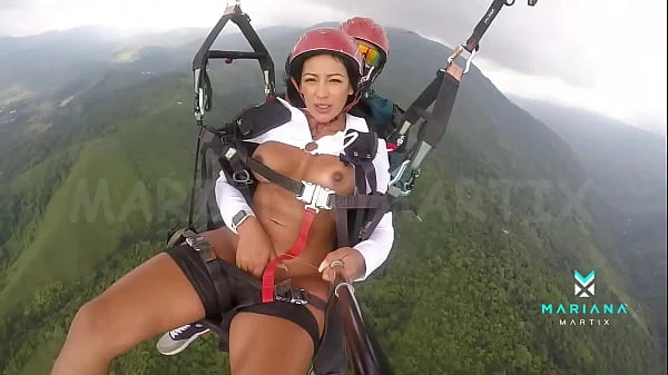 The number one ebony actress from Colombia Mariana Martix goes paragliding masturbating naked